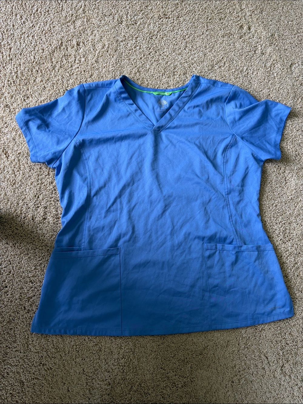 healing hands Royal Blue V-Neck Short Sleeve Scrub Top